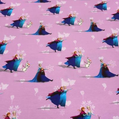 Fabric cotton jersey Disney Frozen Anna Elsa pink colorful children's fabrics dress fabrics license fabrics