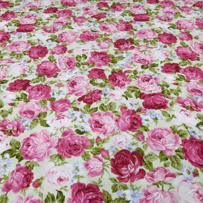 Stoff Baumwolle Popeline Rosen Blumen Design pink rosa grün blau weiß Kleiderstoff Blusenstoff Dekostoff