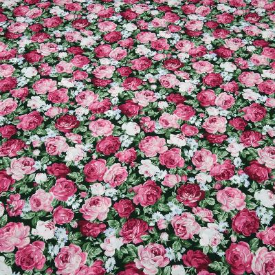 Stoff Baumwolle Popeline Blusenstoff mit Rosen Blumen Design rot rosa oliv blau schwarz weiß Kleiderstoff Dekostoff