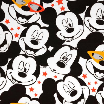 Fabric cotton jersey Disney Mickey Mouse head design white black red yellow license fabric children's fabric dress fabric