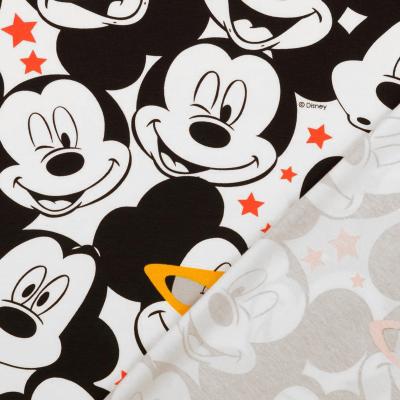 Fabric cotton jersey Disney Mickey Mouse head design white black red yellow license fabric children's fabric dress fabric
