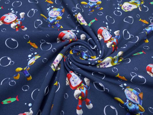 Fabric cotton jersey Paw Patrol Bubbles soap bubbles blue colorful children's fabric clothing fabric license fabric