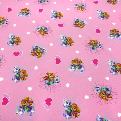 Fabric cotton jersey license print Paw Patrol hearts pink colorful children's fabric dress fabric
