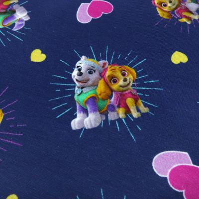 Fabric cotton jersey Paw Patrol hearts blue colorful children's fabric dress fabric license fabric