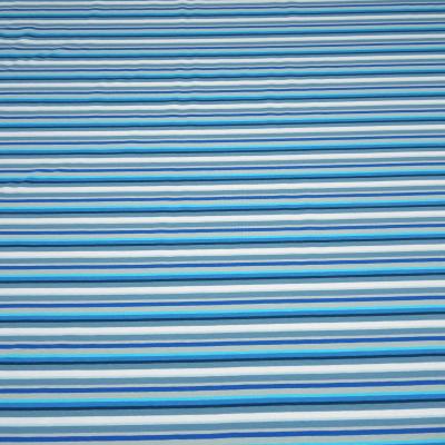 Fabric cotton jersey with colorful stripes design blue turquoise white gray colorful stripes dress fabric children's fabric
