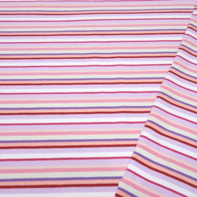 Stoff Baumwolle Jersey mit bunten Streifen Design flieder rosa weiß sand lila rot gestreift Kleiderstoff Kinderstoff