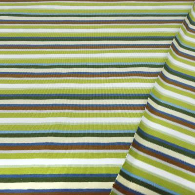 Stoff Baumwolle Jersey mit bunten Streifen Design grün braun weiß blau grau bunt gestreift Kleiderstoff Kinderstoff