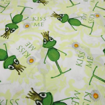 Fabric cotton poplin frog king frogs Kiss Me green white colorful dress fabric blouse fabric decoration fabric