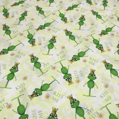 Fabric cotton poplin frog king frogs Kiss Me green white colorful dress fabric blouse fabric decoration fabric