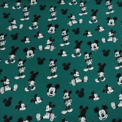 Fabric cotton jersey Disney Mickey Mouse retro design green black white license fabric children's fabric dress fabric