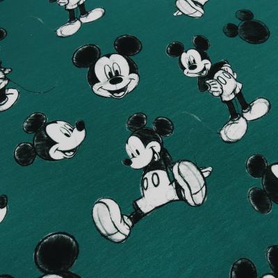 Fabric cotton jersey Disney Mickey Mouse retro design green black white license fabric children's fabric dress fabric