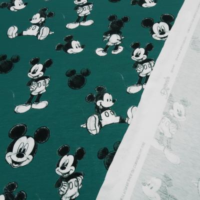 Fabric cotton jersey Disney Mickey Mouse retro design green black white license fabric children's fabric dress fabric