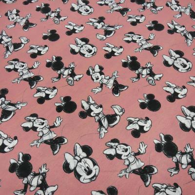 Fabric cotton jersey Disney Minnie Mouse retro design dusky pink black white license fabric children's clothing fabric