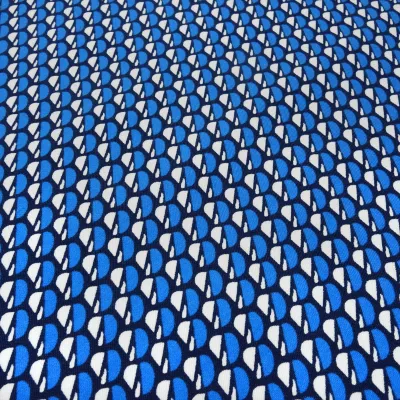 Stoff Bengaline Stretch kleingemustert blau weiß schwarz Kleiderstoff Hosenstoff
