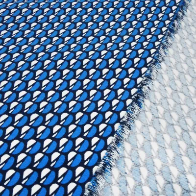 Stoff Bengaline Stretch kleingemustert blau weiß schwarz Kleiderstoff Hosenstoff