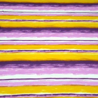 Fabric viscose jersey with colorful stripe design yellow purple lilac white striped dress fabric children's fabric