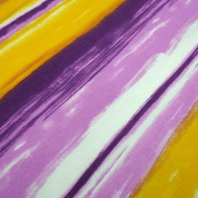 Fabric viscose jersey with colorful stripe design yellow purple lilac white striped dress fabric children's fabric