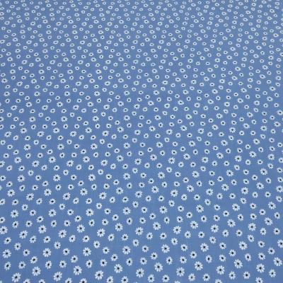 Fabric vintage cotton with flowers blossoms scattered flower design jeans blue white dress fabric blouse fabric decorative fabric
