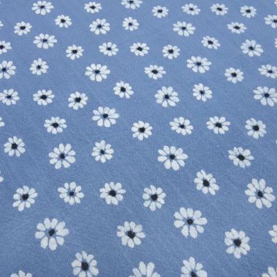 Fabric vintage cotton with flowers blossoms scattered flower design jeans blue white dress fabric blouse fabric decorative fabric