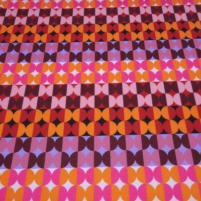 Stoff Jersey mit retro Kreise Design pink orange rot rosa bordeaux blau bunt Kleiderstoff