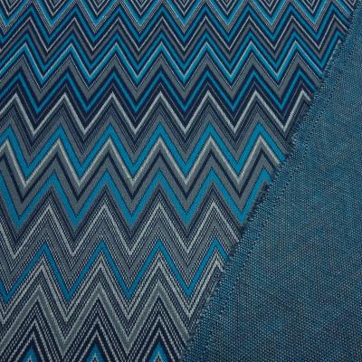 Fabric jacquard jersey zig zag design turquoise navy gray white dress fabric children's fabric