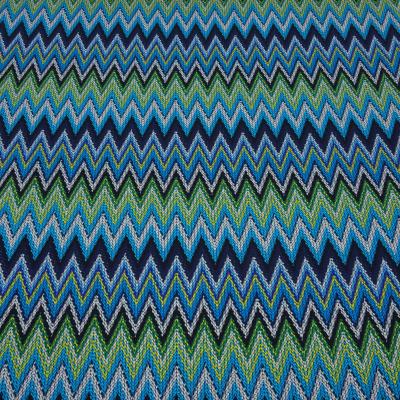 Fabric knitted jersey zig zag design turquoise navy blue white yellow green colorful dress fabric children's fabric