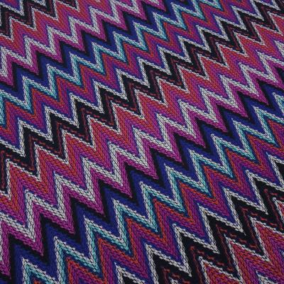 Fabric knit jersey zig zag design pink red black white purple dress fabric children's fabric