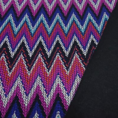 Fabric knit jersey zig zag design pink red black white purple dress fabric children's fabric