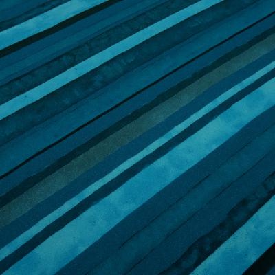 Fabric cotton sweatshirt fabric with striped design in teal, blue, and turquoise children's clothing fabric