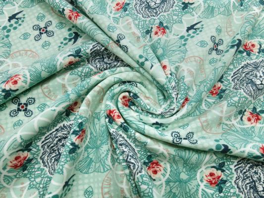 Stoff Baumwolle Jersey Löwenliebe mint grün blau rot bunt Kleiderstoff Kinderstoff Tante Ema
