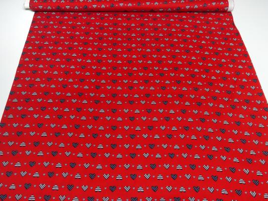 Stoff Baumwolle Popeline Herzen Herzchen Design rot schwarz weiß grau Blusenstoff Kleiderstoff Dekostoff Kinderstoff