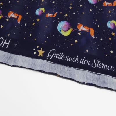 Stoff Baumwolle Jersey Füchse mit Ballon marine blau orange bunt Kinderstoff Kleiderstoff