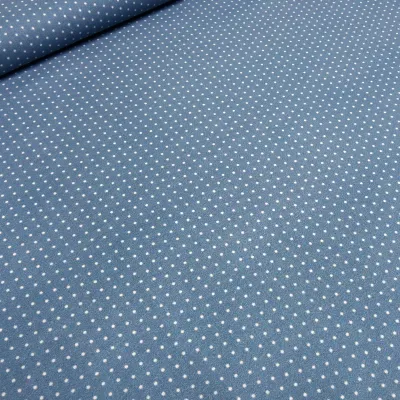 Fabric cotton poplin with 2 mm dots dots design jeans blue white dress fabric blouse fabric decorative fabric