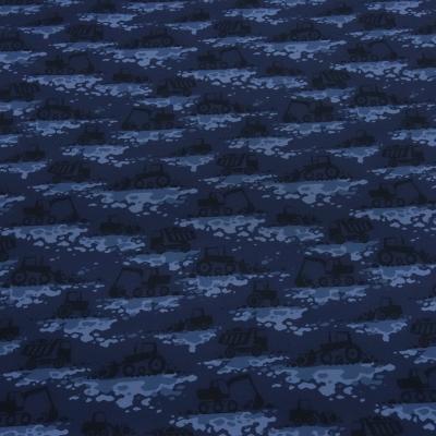 Fabric cotton French Terry sweatshirt fabric excavator truck construction site vehicles design blue light blue black children's fabric dress fabric