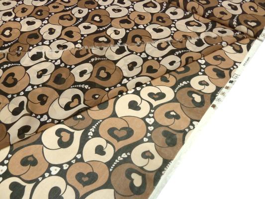 Fabric chiffon with heart design brown beige black blouse fabric dress fabric