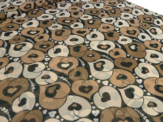 Fabric chiffon with heart design brown beige black blouse fabric dress fabric
