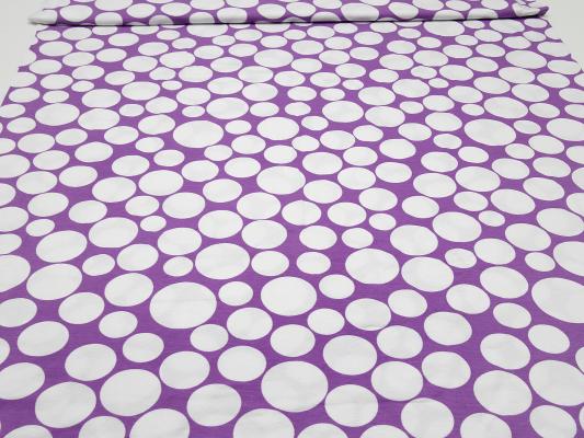 Fabric viscose jersey dots circles design purple lilac white dress fabric