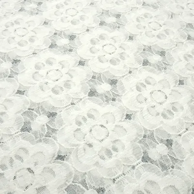 Stoff Spitze Spitzenstoff Blumenmuster cremeweiß Kleiderstoff Hochzeitsstoff