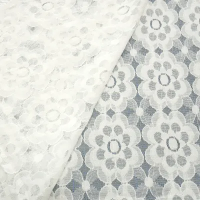 Stoff Spitze Spitzenstoff Blumenmuster cremeweiß Kleiderstoff Hochzeitsstoff