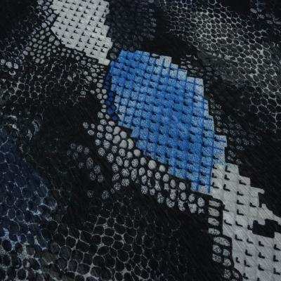 Fabric crêpe chiffon with snake pattern design black blue gray blouse fabric dress fabric
