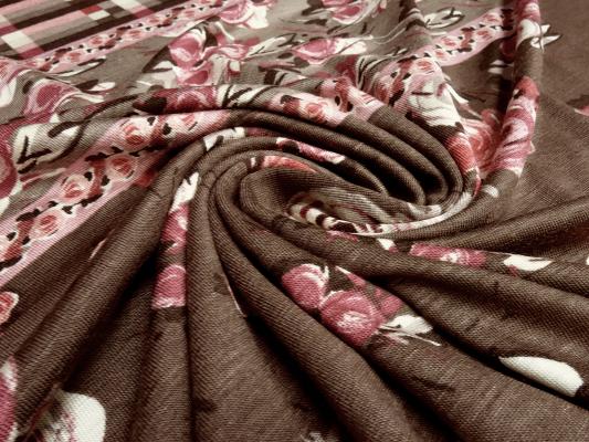 Stoff Viskose Jersey Panel Stoffpanel mit Blumen Design 71 cm Rapportdruck braun bordeaux altrosa beige bunt Kleiderstoff