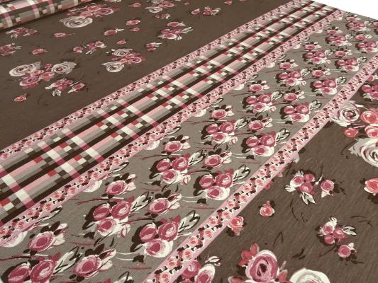 Stoff Viskose Jersey Panel Stoffpanel mit Blumen Design 71 cm Rapportdruck braun bordeaux altrosa beige bunt Kleiderstoff