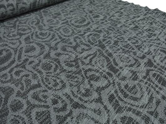 Stoff Feinstrick Jacquard Strickstoff mit geometrischen Muster grau schwarz Kleiderstoff