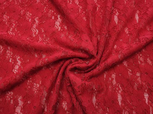 Stoff Stretch Spitze Spitzenstoff mit Blumenmuster Rosen geblümt rot Kleiderstoff