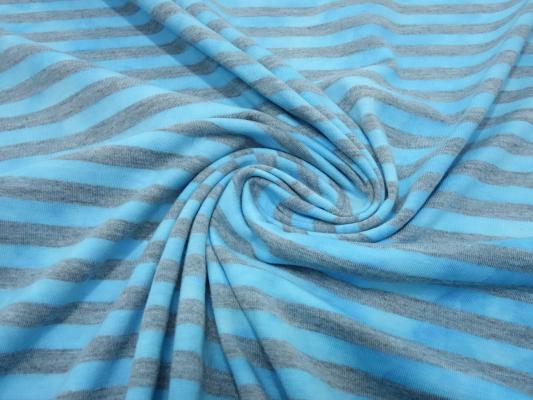 Fabric cotton jersey with 9 mm batik stripes design gray turquoise-blue striped dress fabric children's fabric