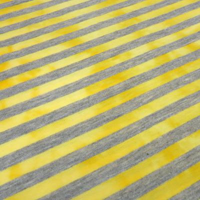 Fabric cotton jersey with 9 mm batik stripe design gray yellow stripes dress fabric children's fabric