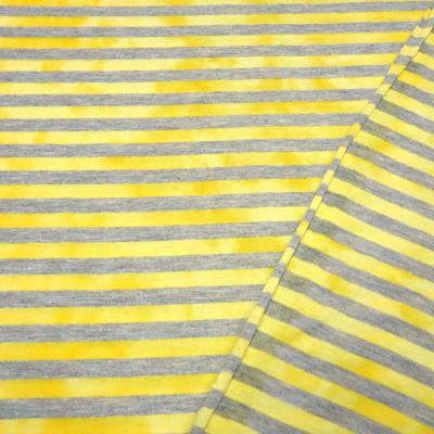Fabric cotton jersey with 9 mm batik stripe design gray yellow stripes dress fabric children's fabric