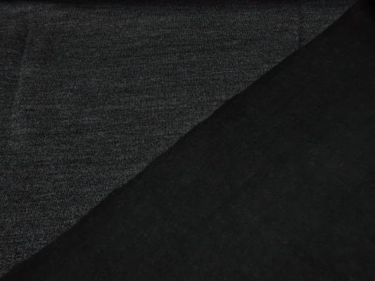 Stoff Sweatshirtstoff mit weicher angerauhter Innenseite und feinen Nadelstriefen Design anthrazit grau melange Kleiderstoff Hoodiestoff Kinderstoff