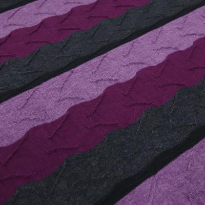 Stoff Jacquard Jersey Streifen flieder beere grau schwarz gestreift gesmogt Kleiderstoff