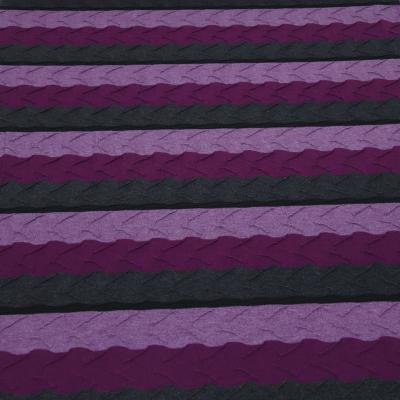 Stoff Jacquard Jersey Streifen flieder beere grau schwarz gestreift gesmogt Kleiderstoff